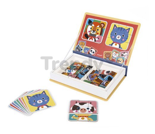 Magnetická kniha Zvieratká Mix & Match Magnetibook Janod 72 magnetiek a 8 šablón