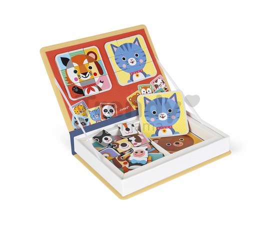 Magnetická kniha Zvieratká Mix & Match Magnetibook Janod 72 magnetiek a 8 šablón