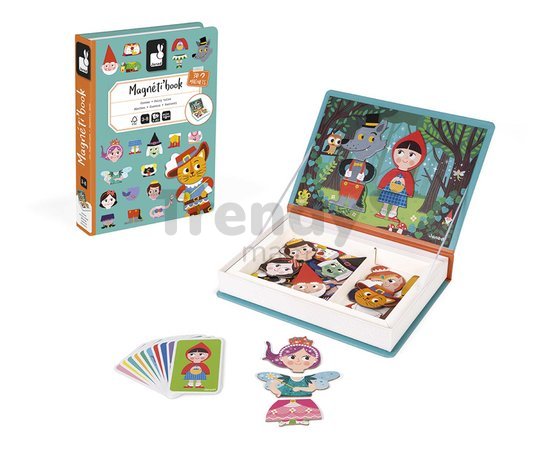 Magnetická kniha Rozprávky Fairytales Magnetibook Janod 30 magnetiek a 10 šablón