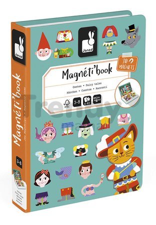 Magnetická kniha Rozprávky Fairytales Magnetibook Janod 30 magnetiek a 10 šablón