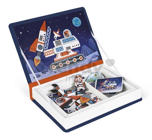 Magnetická kniha Vesmír Cosmos Magnetibook Janod 52 magnetiek a 18 šablón