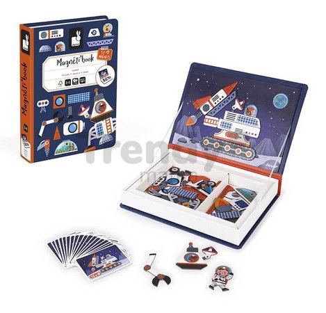 Magnetická kniha Vesmír Cosmos Magnetibook Janod 52 magnetiek a 18 šablón