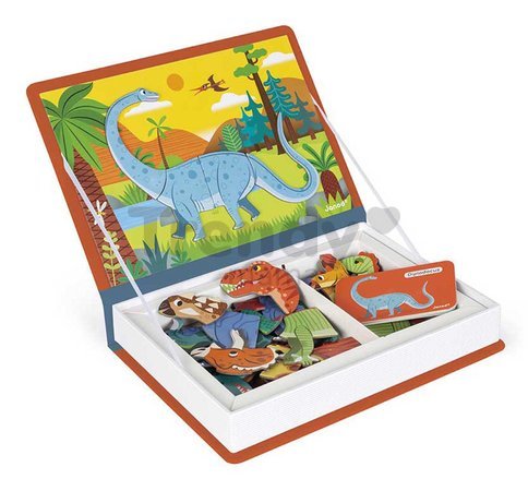 Magnetická kniha Dinosaury Dinosaurs Magnetibook Janod 40 magnetiek a 10 šablón