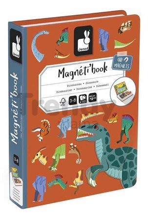 Magnetická kniha Dinosaury Dinosaurs Magnetibook Janod 40 magnetiek a 10 šablón