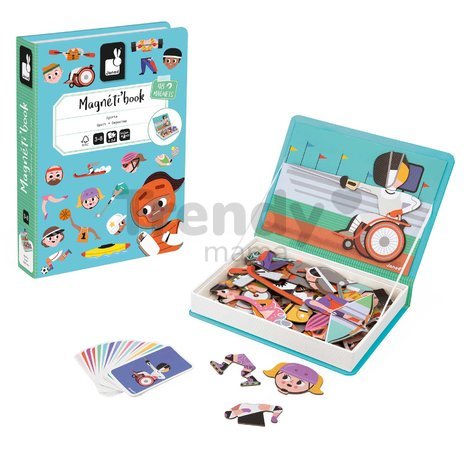 Magnetická kniha Športy Sports Magnetibook Janod 48 magnetiek a 16 šablón