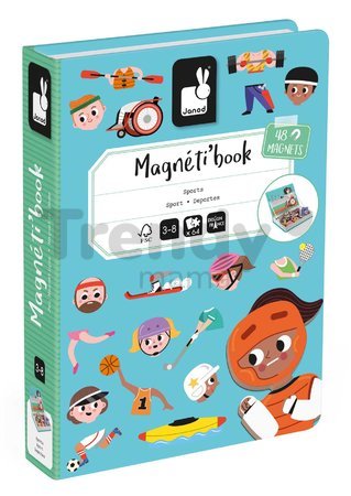 Magnetická kniha Športy Sports Magnetibook Janod 48 magnetiek a 16 šablón