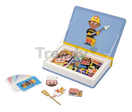 Magnetická kniha Povolania Jobs Magnetibook Janod 48 magnetiek a 16 šablón