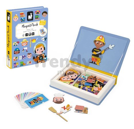 Magnetická kniha Povolania Jobs Magnetibook Janod 48 magnetiek a 16 šablón