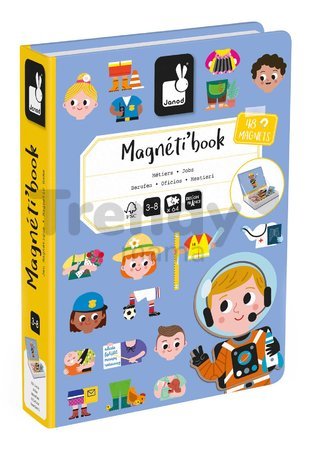 Magnetická kniha Povolania Jobs Magnetibook Janod 48 magnetiek a 16 šablón