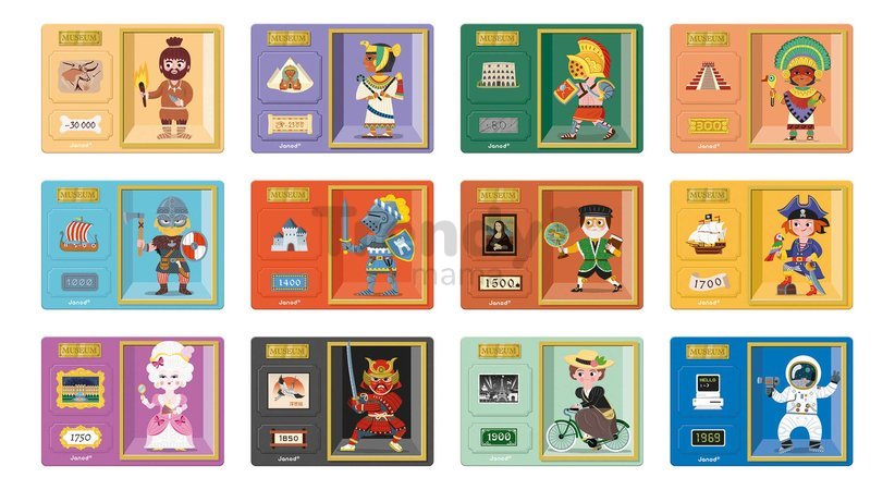 Magnetická kniha História History Magnetibook Janod 60 magnetiek a 12 šablón