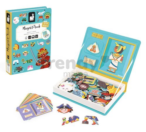 Magnetická kniha História History Magnetibook Janod 60 magnetiek a 12 šablón