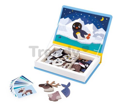 Magnetická kniha Polárne zvieratká Polar Animals Magnetibook Janod 30 magnetiek a 10 šablón