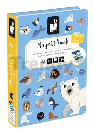 Magnetická kniha Polárne zvieratká Polar Animals Magnetibook Janod 30 magnetiek a 10 šablón