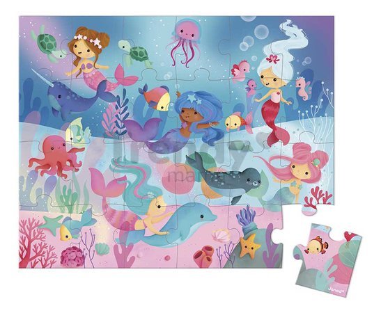 Puzzle v kufríku Morské víly Mermaids Janod 24 dielov