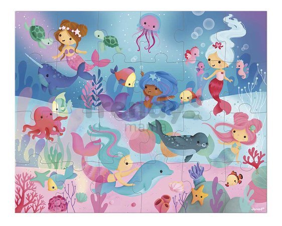 Puzzle v kufríku Morské víly Mermaids Janod 24 dielov