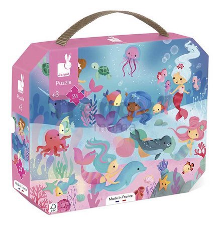 Puzzle v kufríku Morské víly Mermaids Janod 24 dielov
