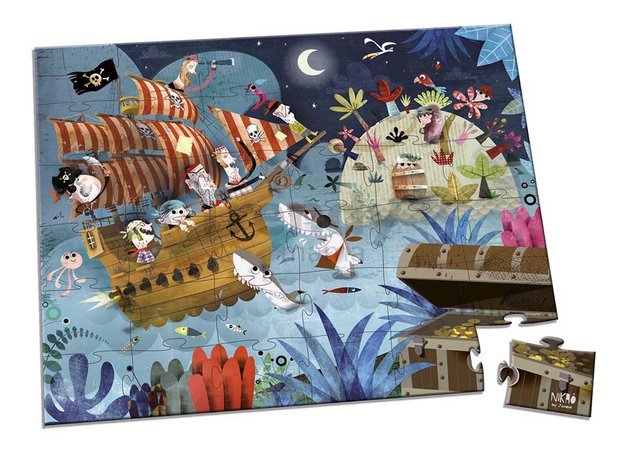 Puzzle v kufríku Lovci pokladov Treasure Hunt Janod 36 dielov od 4 rokov