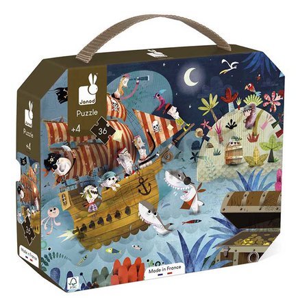 Puzzle v kufríku Lovci pokladov Treasure Hunt Janod 36 dielov od 4 rokov