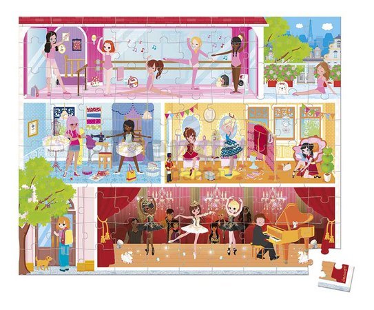 Puzzle v kufríku Škola baletu Dance Academy Janod 100 dielov od 6 rokov