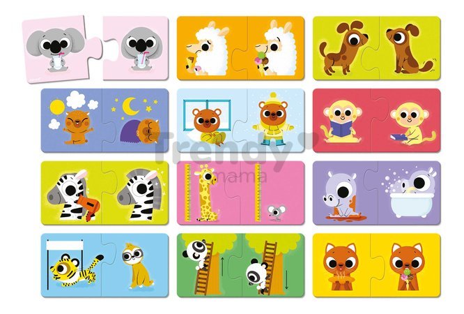 Spoločenská hra pre deti Duonimo Nájdi protiklady Opposites Puzzles Janod 24 dielov od 24 mes