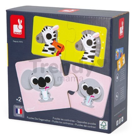 Spoločenská hra pre deti Duonimo Nájdi protiklady Opposites Puzzles Janod 24 dielov od 24 mes