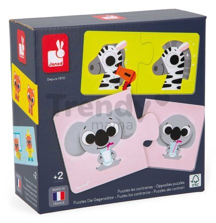 Spoločenská hra pre deti Duonimo Nájdi protiklady Opposites Puzzles Janod 24 dielov od 24 mes