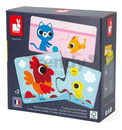 Spoločenská hra pre deti Duonimo Nájdi mláďatká zvieratká Parents and Baby Animals Puzzles Janod 24 dielov od 24 mes