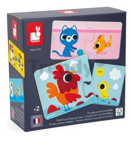 Spoločenská hra pre deti Duonimo Nájdi mláďatká zvieratká Parents and Baby Animals Puzzles Janod 24 dielov od 24 mes