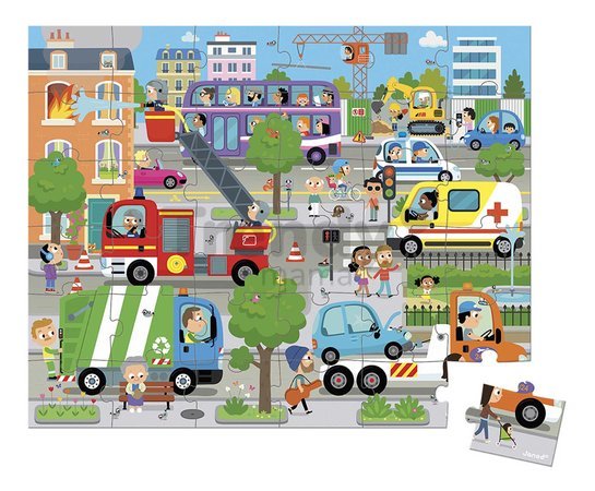 Puzzle v kufríku Mesto City Janod 36 dielov od 4 rokov