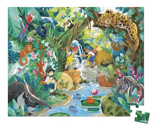Puzzle v kufríku Dobrodružstvo v džungli Adventure Inca Janod 100 dielov od 6 rokov