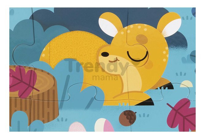 Senzorické puzzle Lesné zvieratká Tactile Puzzle Forest Animals Janod na rozvoj hmatu 20 dielov od 24 mes