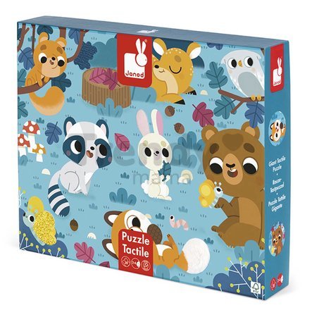 Senzorické puzzle Lesné zvieratká Tactile Puzzle Forest Animals Janod na rozvoj hmatu 20 dielov od 24 mes