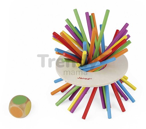 Spoločenská hra pre deti Bláznivé paličky Game of Skill Crazy Sticks Janod 36 dielov pre 2-6 hráčov