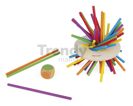 Spoločenská hra pre deti Bláznivé paličky Game of Skill Crazy Sticks Janod 36 dielov pre 2-6 hráčov