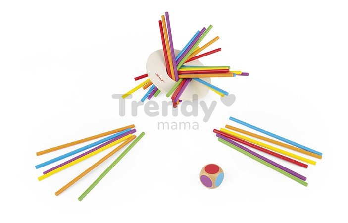 Spoločenská hra pre deti Bláznivé paličky Game of Skill Crazy Sticks Janod 36 dielov pre 2-6 hráčov