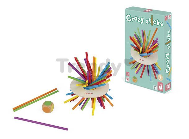 Spoločenská hra pre deti Bláznivé paličky Game of Skill Crazy Sticks Janod 36 dielov pre 2-6 hráčov