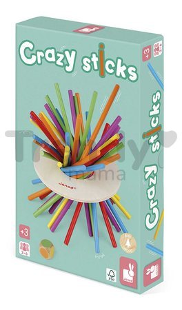 Spoločenská hra pre deti Bláznivé paličky Game of Skill Crazy Sticks Janod 36 dielov pre 2-6 hráčov