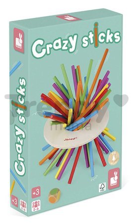 Spoločenská hra pre deti Bláznivé paličky Game of Skill Crazy Sticks Janod 36 dielov pre 2-6 hráčov