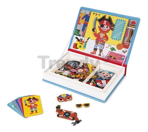Magnetická kniha Chlapčenské oblečenie Boy's Costumes Magnetibook Janod 36 magnetiek a 8 šablón
