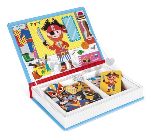 Magnetická kniha Chlapčenské oblečenie Boy's Costumes Magnetibook Janod 36 magnetiek a 8 šablón