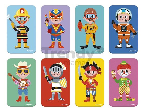 Magnetická kniha Chlapčenské oblečenie Boy's Costumes Magnetibook Janod 36 magnetiek a 8 šablón