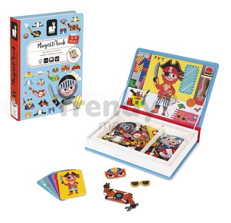 Magnetická kniha Chlapčenské oblečenie Boy's Costumes Magnetibook Janod 36 magnetiek a 8 šablón