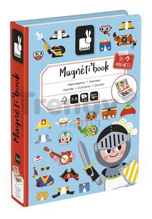 Magnetická kniha Chlapčenské oblečenie Boy's Costumes Magnetibook Janod 36 magnetiek a 8 šablón