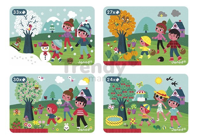 Magnetická kniha Ročné obdobia 4 Seasons Magnetibook Janod 115 magnetiek a 4 šablóny