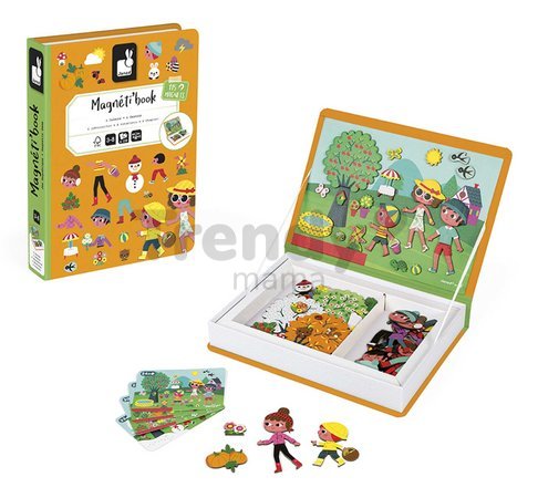 Magnetická kniha Ročné obdobia 4 Seasons Magnetibook Janod 115 magnetiek a 4 šablóny