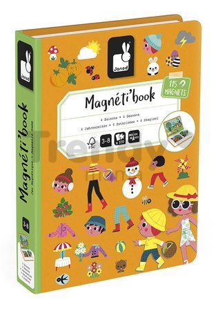 Magnetická kniha Ročné obdobia 4 Seasons Magnetibook Janod 115 magnetiek a 4 šablóny