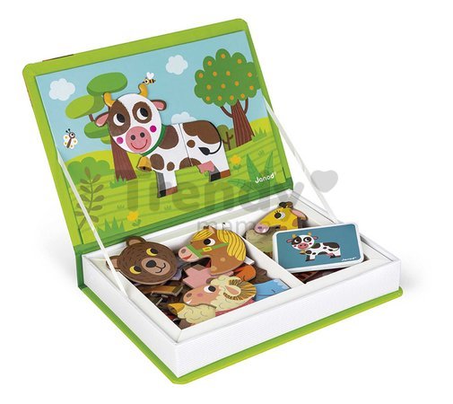 Magnetická kniha Zvieratká Animals Magnetibook Janod 30 magnetiek a 10 šablón