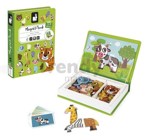 Magnetická kniha Zvieratká Animals Magnetibook Janod 30 magnetiek a 10 šablón
