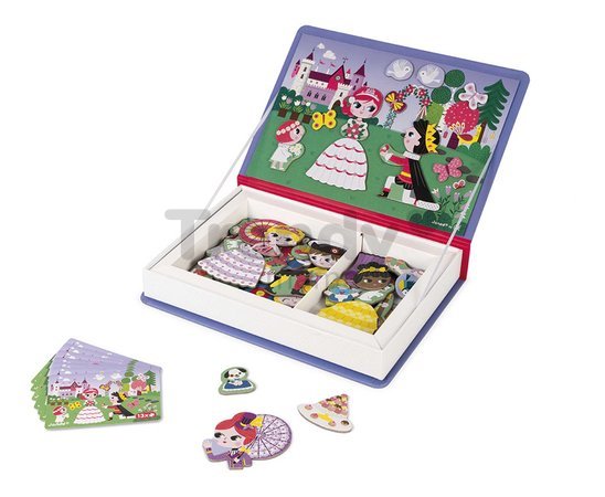 Magnetická kniha Princezné Princesses Magnetibook Janod 55 magnetiek a 7 šablón