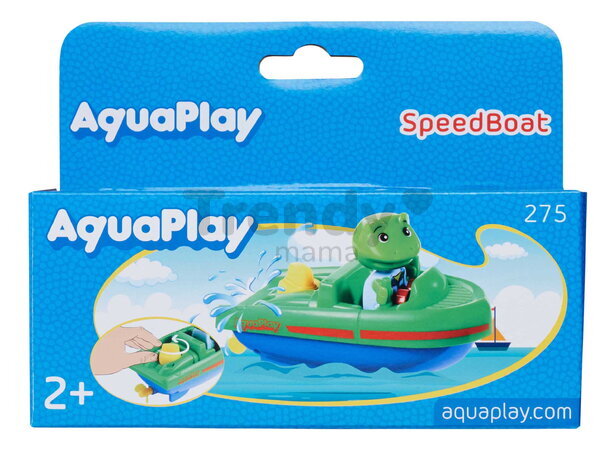 Športová loďka naťahovacia Sportboat AquaPlay dĺžka 14 cm s figúrkou žabiaka Nilsa od 24 mes
